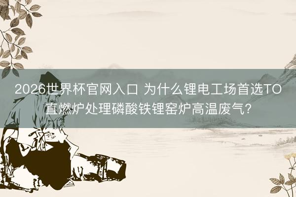 2026世界杯官网入口 为什么锂电工场首选TO直燃炉处理磷酸铁锂窑炉高温废气?