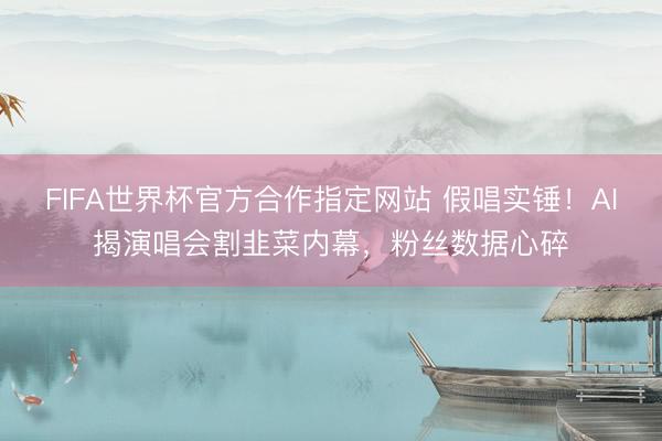 FIFA世界杯官方合作指定网站 假唱实锤！AI揭演唱会割韭菜内幕，粉丝数据心碎