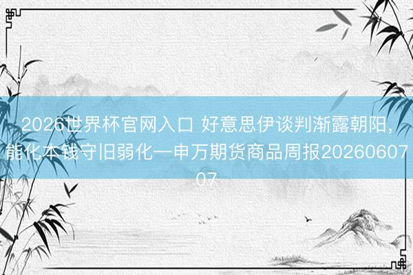 2026世界杯官网入口 好意思伊谈判渐露朝阳，能化本钱守旧弱化—申万期货商品周报20260607